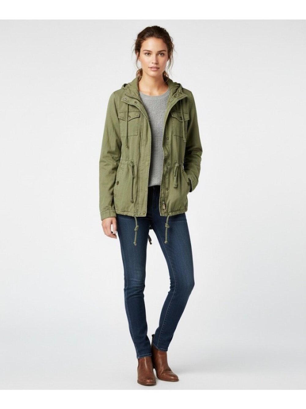 Vintage Y2K American Eagle Olive Edgy Utility Jacket S | Gorpcore Boho Military - Picture 9 of 11